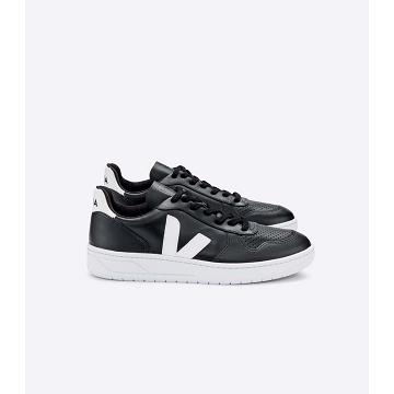 Veja V-10 LEATHER Tenisky Damske Black/White | SK 645KOR